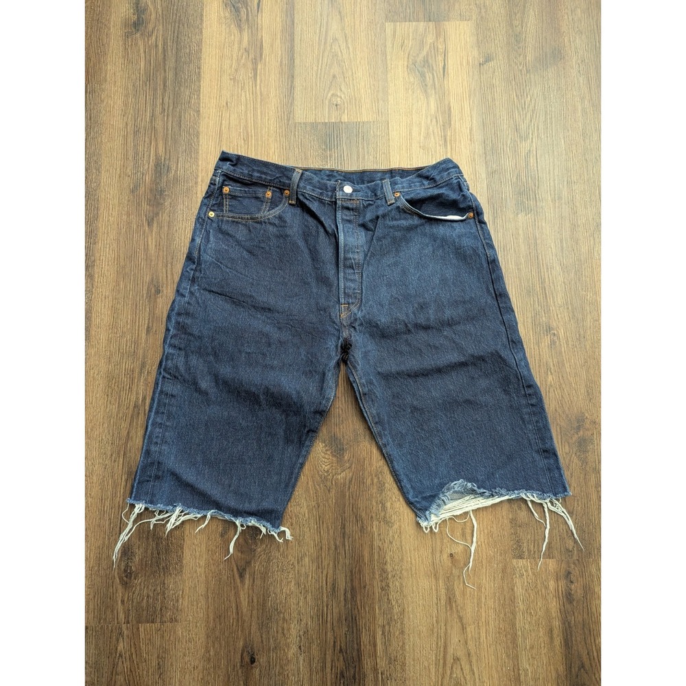 Levis 501 Cut Off Shorts‎ Mens 40 Blue Dark Wash 100 Cotton Y2K Casual Summer
